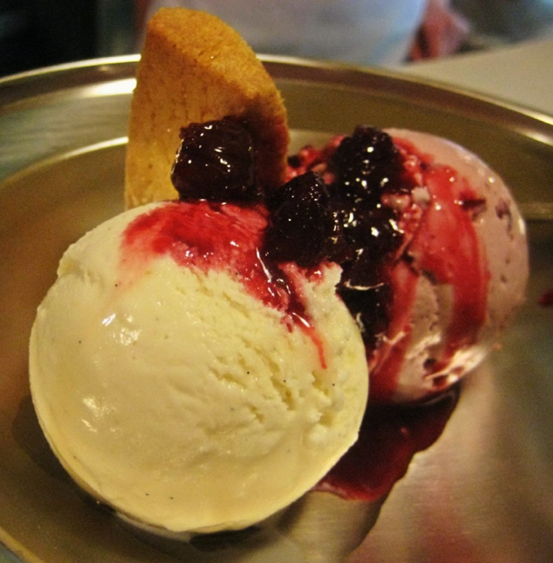 Buttermilk Honey Ice Cream & Candied Cherry with a cornmeal shortbread cookie.jpg